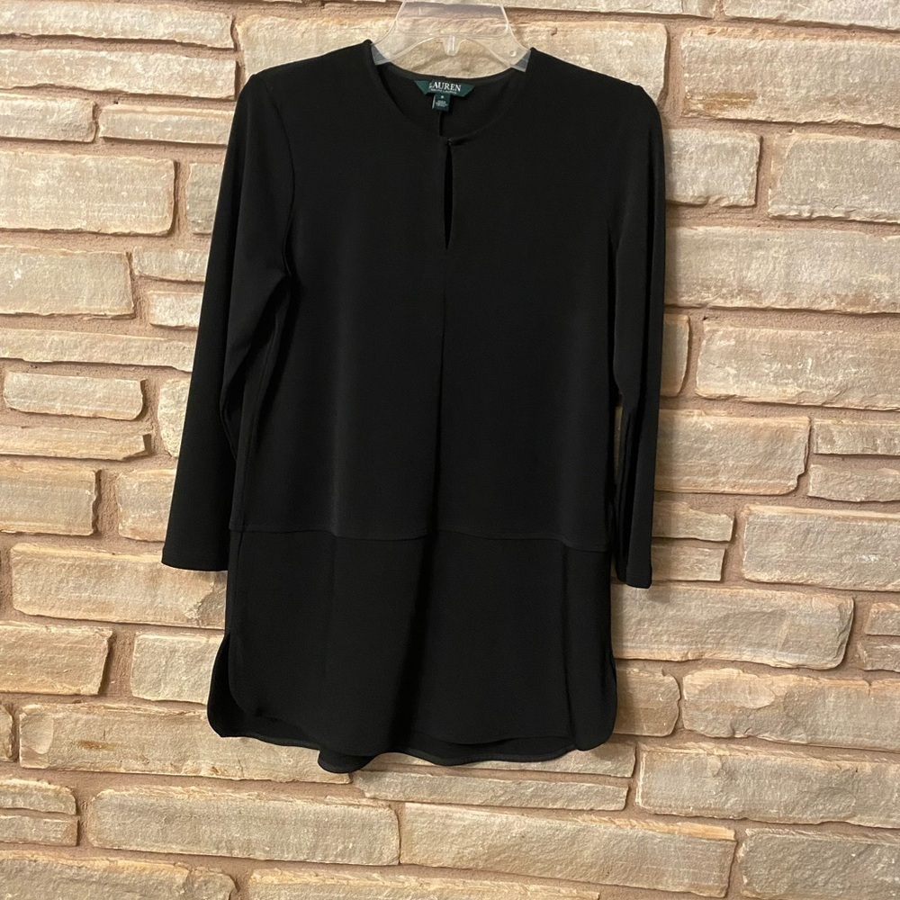 Lauren Ralph Lauren Womens Stretchy Keyhole Neck Tunic Blouse Size Small - Picture 4 of 12